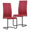 vidaXL Cantilever Dining Chairs 2 pcs Red Faux Leather