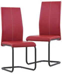vidaXL Cantilever Dining Chairs 2 pcs Red Faux Leather