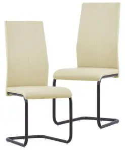 vidaXL Cantilever Dining Chairs 2 pcs Cappuccino Faux Leather