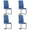 vidaXL Cantilever Dining Chairs 4 pcs Blue Faux Leather