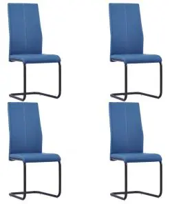 vidaXL Cantilever Dining Chairs 4 pcs Blue Faux Leather