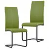 vidaXL Cantilever Dining Chairs 2 pcs Green Faux Leather