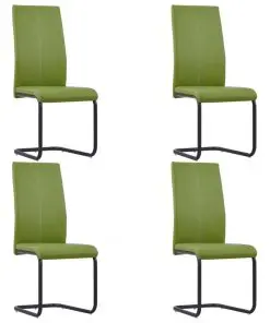 vidaXL Cantilever Dining Chairs 4 pcs Green Faux Leather