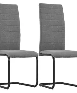 vidaXL Cantilever Dining Chairs 2 pcs Light Grey Fabric