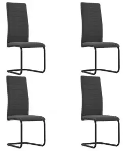 vidaXL Cantilever Dining Chairs 4 pcs Dark Grey Fabric