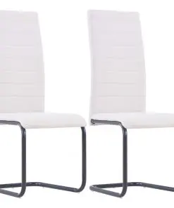 vidaXL Cantilever Dining Chairs 2 pcs Cream Fabric