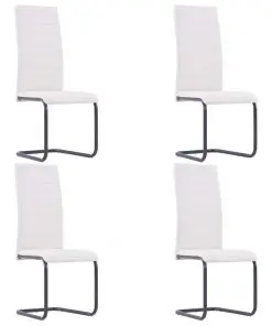 vidaXL Cantilever Dining Chairs 4 pcs Cream Fabric