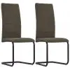 vidaXL Cantilever Dining Chairs 2 pcs Brown Fabric