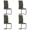 vidaXL Cantilever Dining Chairs 4 pcs Brown Fabric vidaXL Cantilever Dining Chairs 4 pcs Brown Fabric