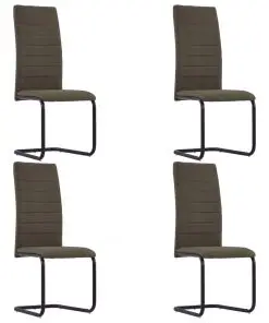 vidaXL Cantilever Dining Chairs 4 pcs Brown Fabric