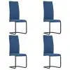 vidaXL Cantilever Dining Chairs 4 pcs Blue Fabric vidaXL Cantilever Dining Chairs 4 pcs Blue Fabric