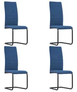 vidaXL Cantilever Dining Chairs 4 pcs Blue Fabric
