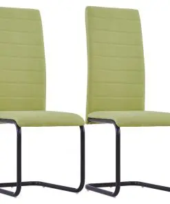 vidaXL Cantilever Dining Chairs 2 pcs Green Fabric