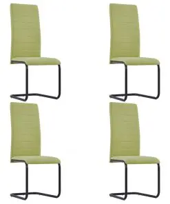 vidaXL Cantilever Dining Chairs 4 pcs Green Fabric