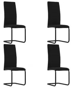 vidaXL Cantilever Dining Chairs 4 pcs Black Fabric