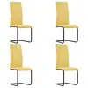 vidaXL Cantilever Dining Chairs 4 pcs Yellow Fabric