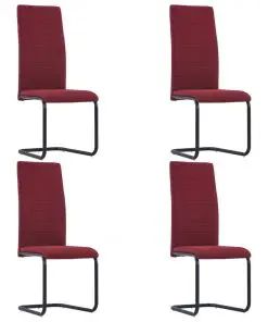 vidaXL Cantilever Dining Chairs 4 pcs Wine Fabric