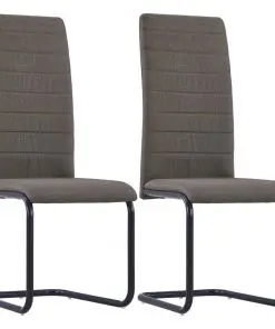 vidaXL Cantilever Dining Chairs 2 pcs Taupe Fabric