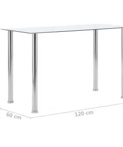 vidaXL Dining Table Transparent 120x60x75 cm Tempered Glass