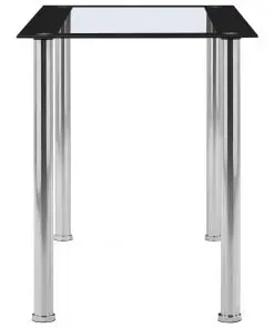 vidaXL Dining Table Black and Transparent 120x60x75 cm Tempered Glass