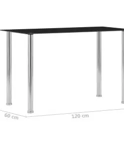 vidaXL Dining Table Black 120x60x75 cm Tempered Glass
