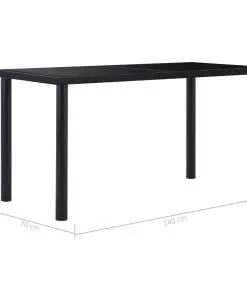 vidaXL Dining Table Black 140x70x75 cm Tempered Glass
