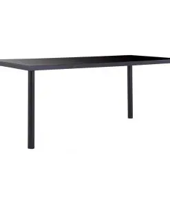 vidaXL Dining Table Black 180x90x75 cm Tempered Glass