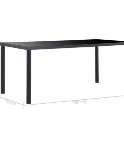 vidaXL Dining Table Black 180x90x75 cm Tempered Glass