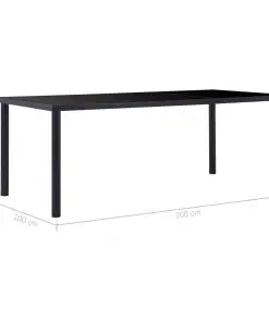 vidaXL Dining Table Black 200x100x75 cm Tempered Glass