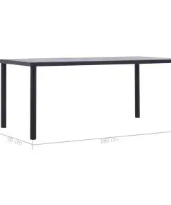 vidaXL Dining Table Black and Concrete Grey 180x90x75 cm MDF