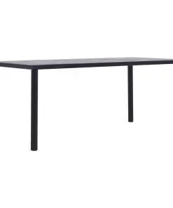 vidaXL Dining Table Black and Concrete Grey 200x100x75 cm MDF