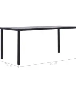 vidaXL Dining Table Black and Concrete Grey 200x100x75 cm MDF