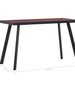 vidaXL Dining Table Dark Wood and Black 120x60x75 cm MDF