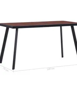 vidaXL Dining Table Dark Wood and Black 140x70x75 cm MDF