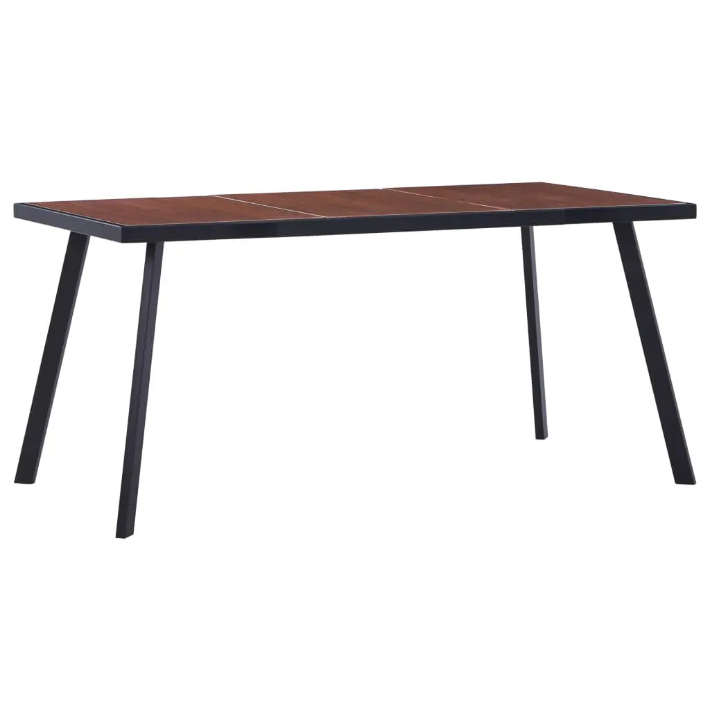 vidaXL Dining Table Dark Wood and Black 160x80x75 cm MDF