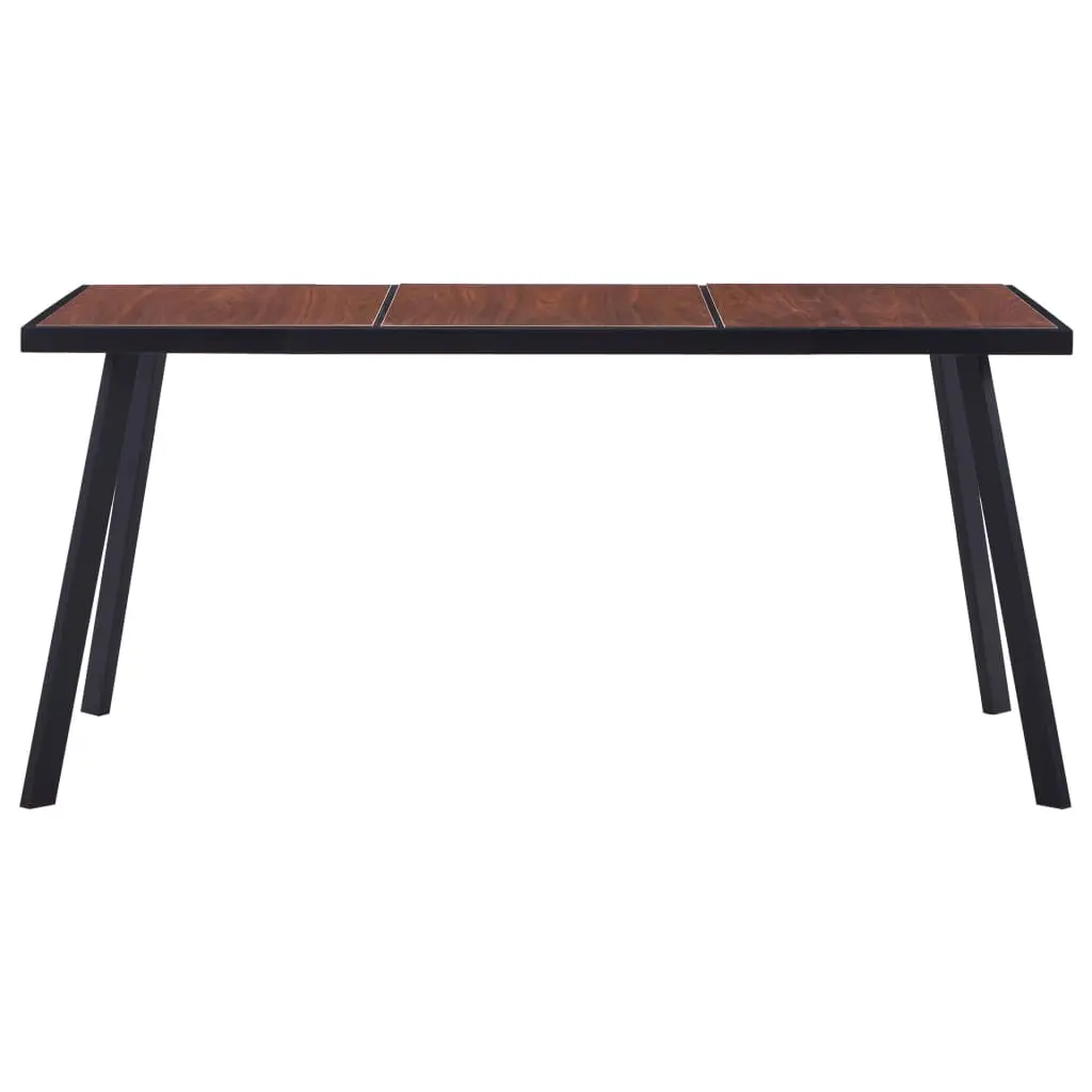 vidaXL Dining Table Dark Wood and Black 160x80x75 cm MDF