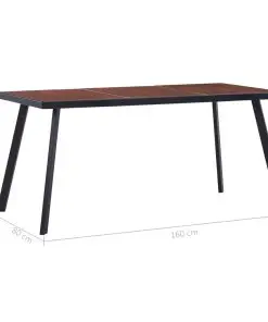 vidaXL Dining Table Dark Wood and Black 160x80x75 cm MDF