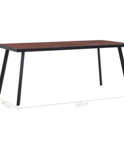 vidaXL Dining Table Dark Wood and Black 180x90x75 cm MDF
