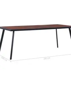vidaXL Dining Table Dark Wood and Black 200x100x75 cm MDF