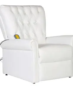 vidaXL Massage Recliner Chair White Faux Leather