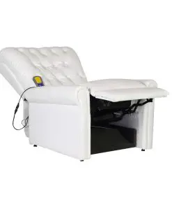 vidaXL Massage Recliner Chair White Faux Leather