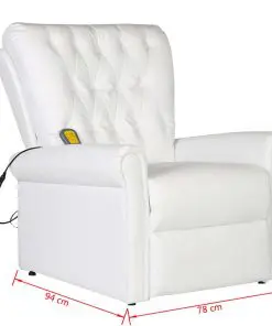 vidaXL Massage Recliner Chair White Faux Leather