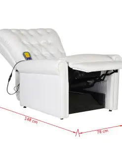 vidaXL Massage Recliner Chair White Faux Leather