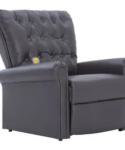 vidaXL Massage Recliner Chair Grey Faux Leather