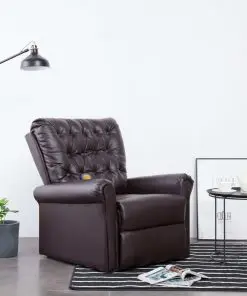 vidaXL Massage Recliner Chair Brown Faux Leather