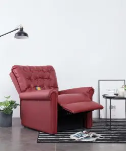 vidaXL Massage Recliner Chair Wine Red Faux Leather