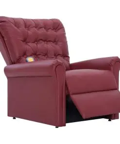 vidaXL Massage Recliner Chair Wine Red Faux Leather