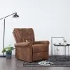 vidaXL Massage Recliner Chair Brown Faux Suede Leather