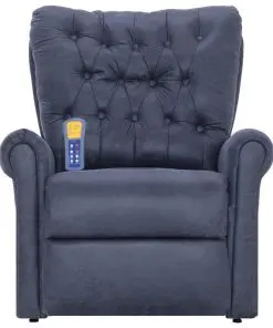 vidaXL Massage Recliner Chair Grey Faux Suede Leather