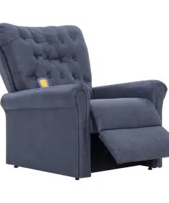 vidaXL Massage Recliner Chair Grey Faux Suede Leather